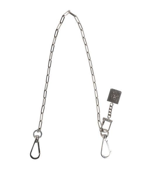 Dolce & Gabbana White Silver Tone Metal Chain Dg Charm Belt Keychain for men