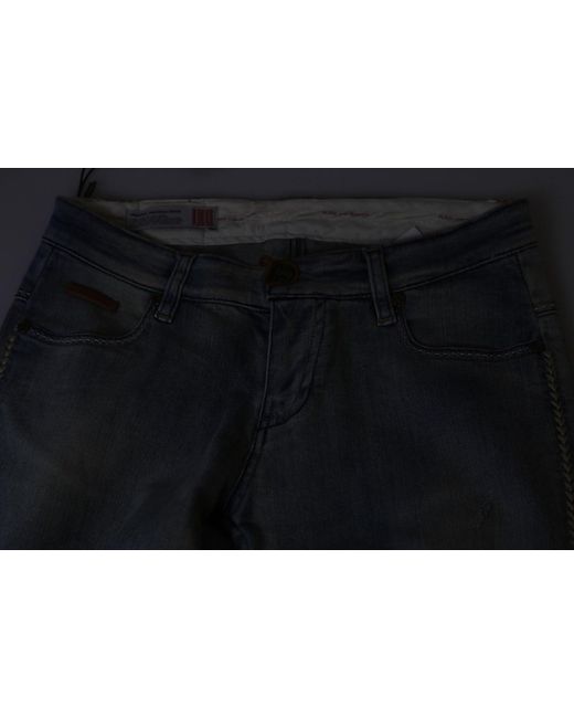 Plein Sud Black Light Blue Washed Mid Waist Skinny Denim Jeans