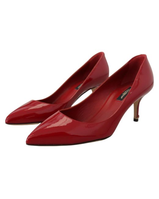 Dolce & Gabbana Red Patent Leather Kitten Heels Pumps Shoes