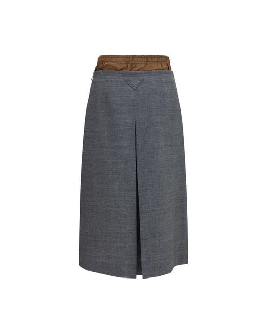 Prada Gray Wool Oves Aries Midi Skirt