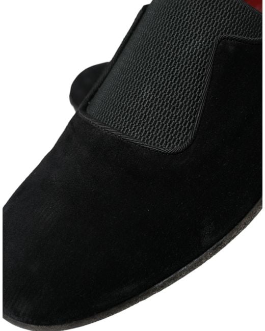Dolce & Gabbana Black Runway Velour Amalfi Loafers Shoes for men