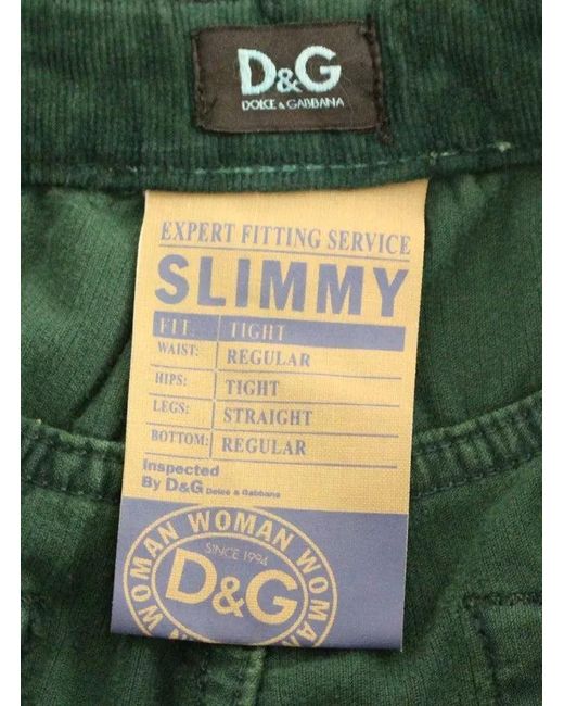 Dolce & Gabbana Green Cotton Corduroys Slimmy Fit D&g Pants