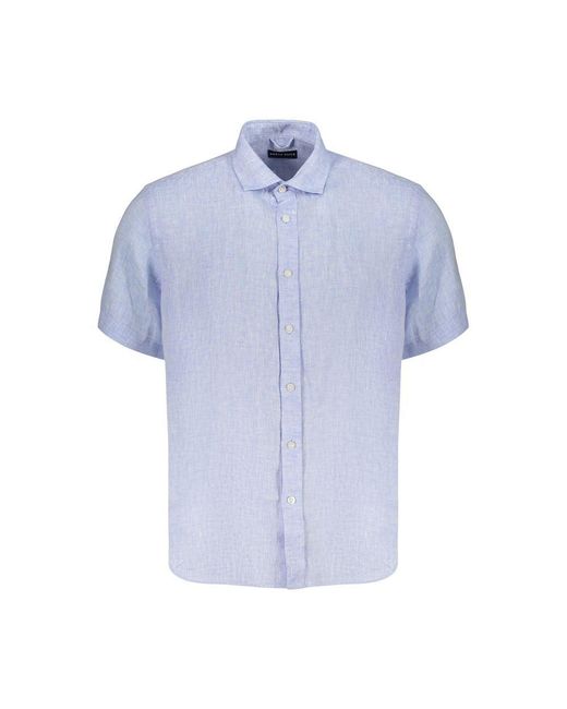 North Sails Blue Azzurro Linen Mens Shirt for men