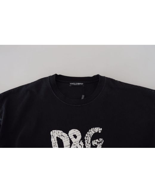 Dolce & Gabbana Black D&g Fashion Round Neck Cotton T-shirt