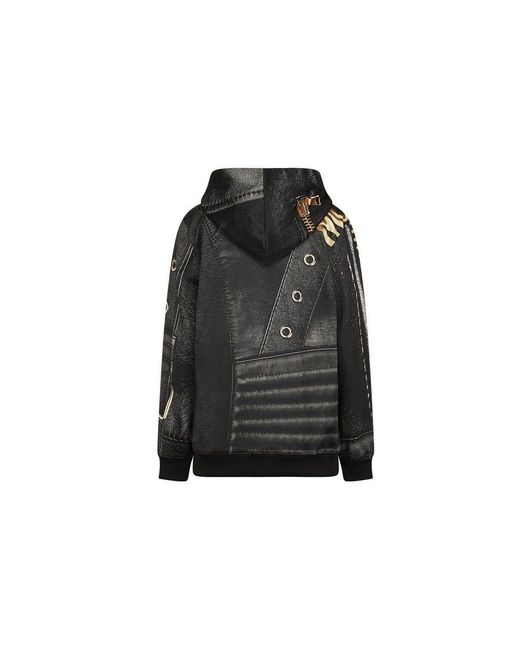 Moschino Couture Black Moschino Marco Biker Hooded Sweatshirt