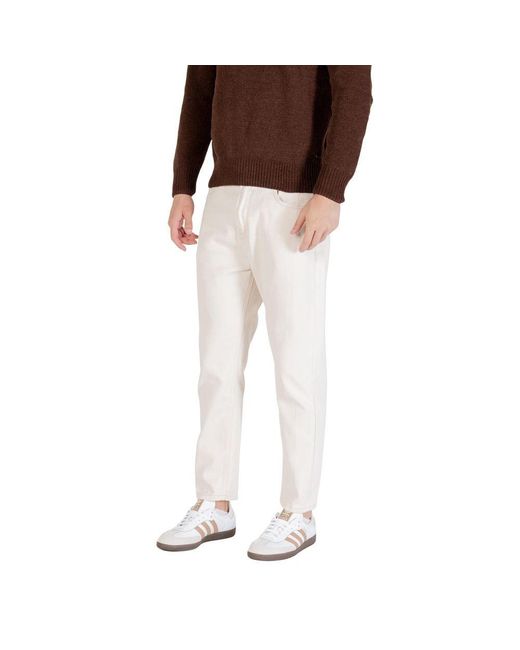 Gianni Lupo Multicolor Cream Cotton Relaxed Fit Jeans for men