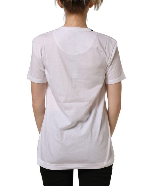 Dolce & Gabbana Blue White Cotton Crew Neck Short Sleeves T