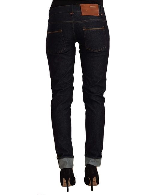 Acht Black Cotton Low Waist Slim Fit Denim Jeans