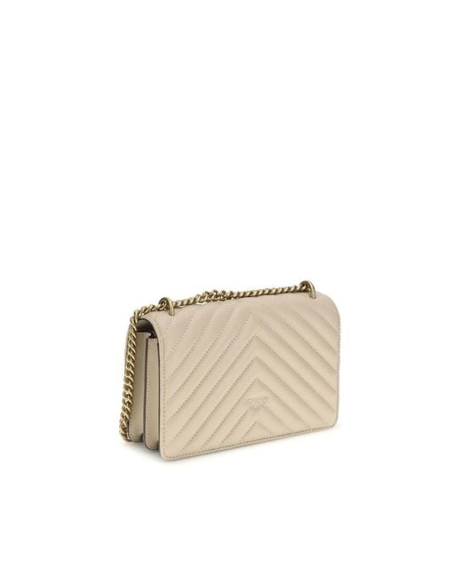 Pinko Natural Beige Calf Leather Bos Taurus Shoulder Bag