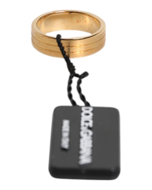 Dolce & Gabbana Metallic Gold Tone Brass Red Crystal Dg Logo Ring for men