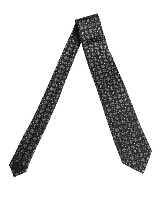 Dolce & Gabbana Men Black Dg Logo 100% Silk Adjustable Tied Necktie Tie for men
