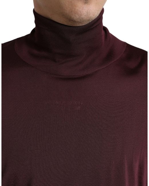 Dolce & Gabbana Red Maroon Viscose Turtleneck Pullover Sweater for men