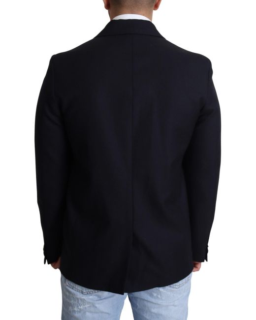 Dolce & Gabbana Blue Elegant Dark Virgin Wool Coat for men