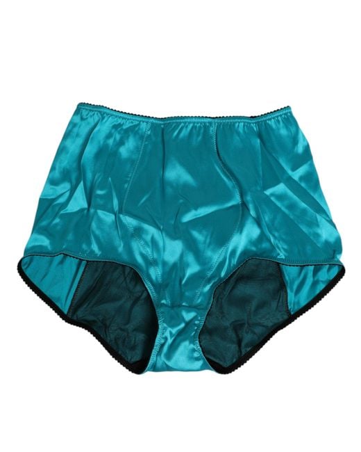 Dolce & Gabbana Blue Aqua Green Satin High