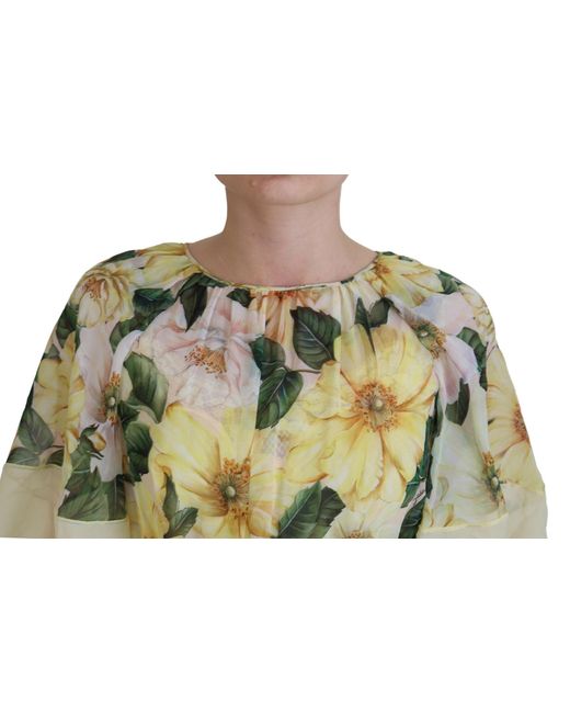 Dolce & Gabbana Green Silk Floral Print Long Maxi Dress