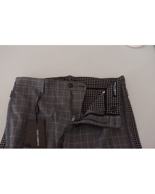 Dolce & Gabbana Black Check Pants Slim Fit for men