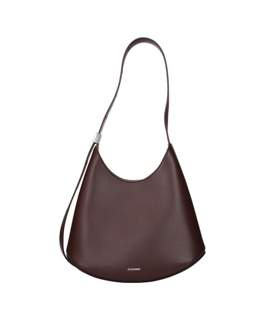 Jil Sander Brown Red Leather Shoulder Bag