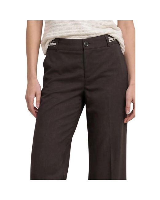 Street One Black Brown Viscose Casual Pants
