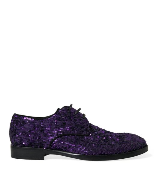 Dolce & Gabbana Blue Sequined Lace Up Oxford Dress Shoes for men