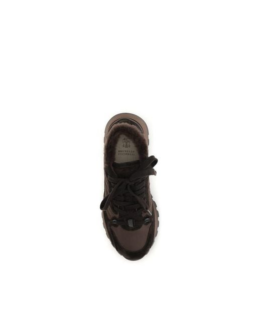 Brunello Cucinelli Black Calf Leather Bos Taurus Athletic Sneakers