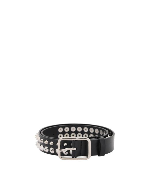 Alessandra Rich Black Leather Belt With Spikes