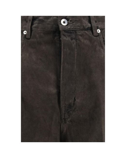 Rick Owens Gray Bicolor Cotton Flared Jeans for men