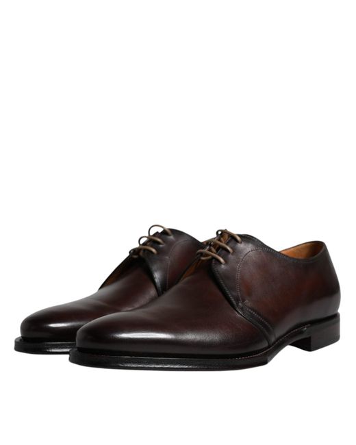 Dolce & Gabbana Brown Leather Lace Up Derby Formal Shoes for men