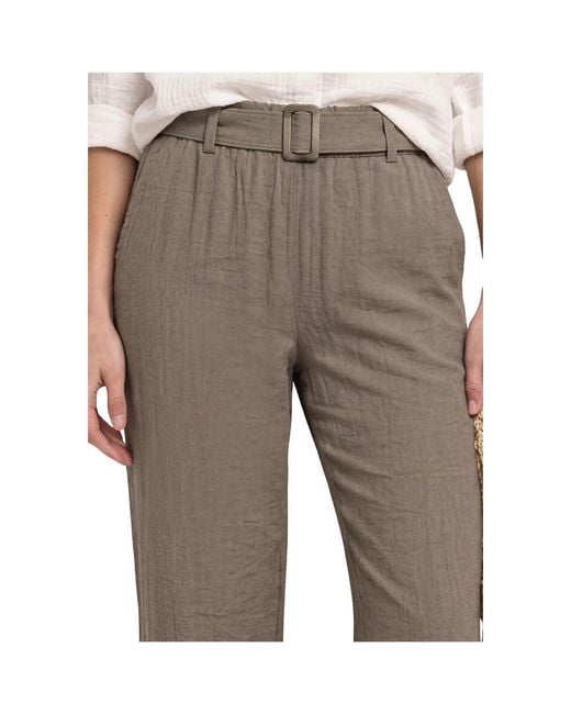 Street One Brown Beige Viscose Casual Pants
