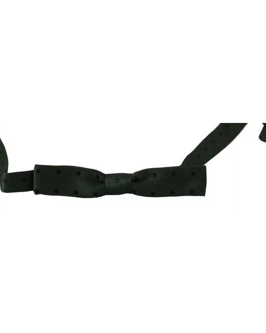 Dolce & Gabbana Black Dotted Silk Adjustable Neck Bow Tie for men