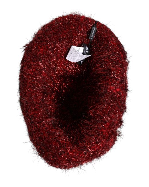 Dolce & Gabbana Red Viscose Tinsel Wide Brim Bucket Hat