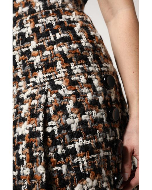 Dolce & Gabbana Black Tweed High Waist Tartan Mini Skirt