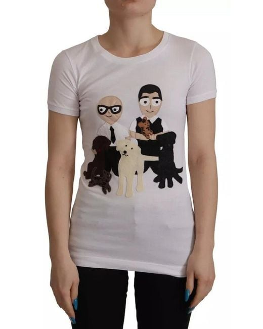 Dolce & Gabbana Gray #Dgfamily Patch Top Cotton T-Shirt