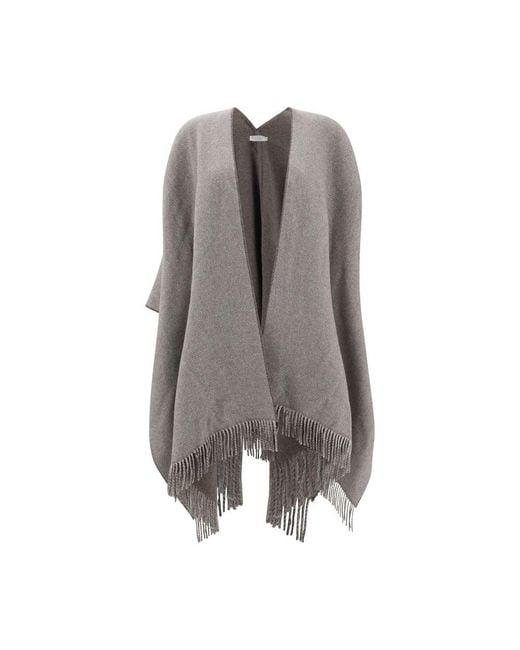 Brunello Cucinelli Gray Reversible Poncho