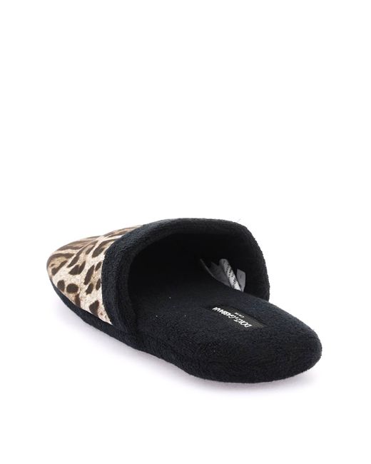 Dolce & Gabbana Black 'leopardo' Terry Slippers for men