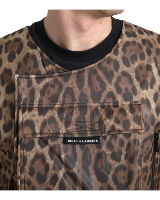 Dolce & Gabbana Black Leopard Silk Sleeveless Sportswear for men