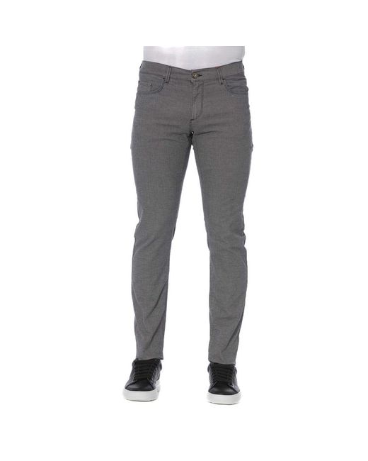 Trussardi Gray Elegant Cotton Blend Pants for men