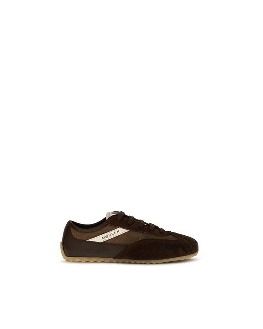 McQueen Brown Suede Leather Athletic Sneakers