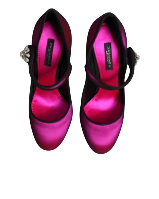 Dolce & Gabbana Purple Pink Strass Mary Janes Heels Pumps Shoes