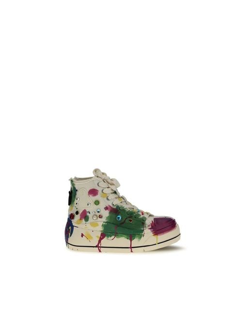 R13 Green High Top Sneakers Off Paint-Splatter