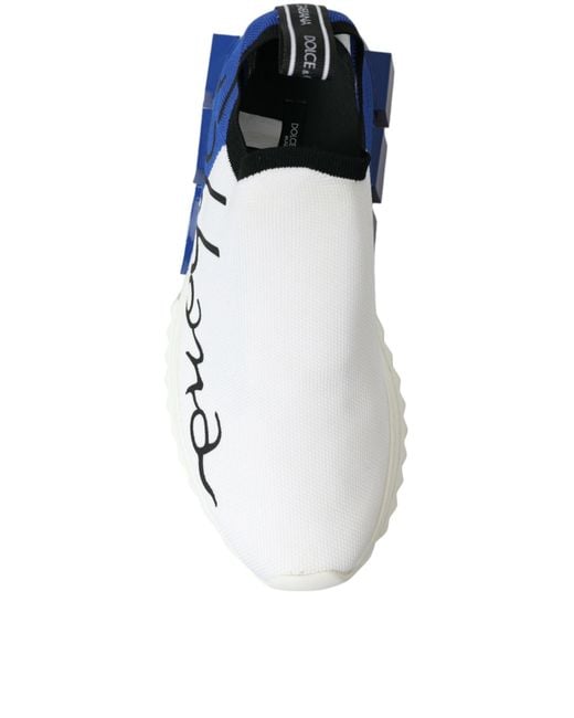 Dolce & Gabbana Blue Leather Logo Low Top Sneakers Shoes for men