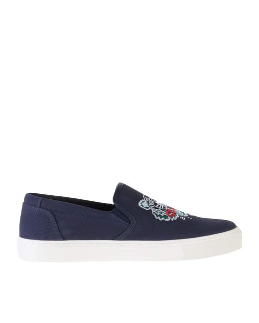 KENZO Blue Elegant Slip-On Sneakers With Rubber Sole for men