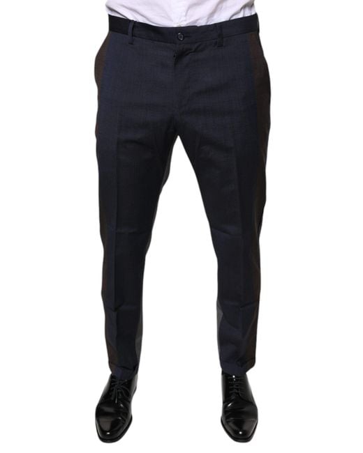 Dolce & Gabbana Blue Cotton Wool Formal Dress Pants for men