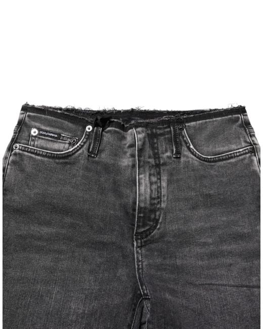 Dolce & Gabbana Black Gray Skinny Cotton Mid Waisted Denim Jeans for men