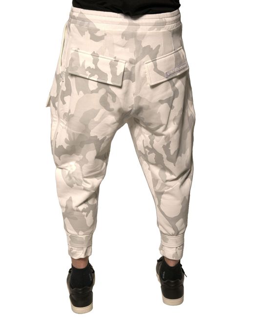 Dolce & Gabbana Natural White Camouflage Cargo Jogger Pants for men