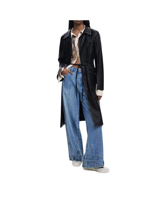 Desigual Black Polyethylene Coat