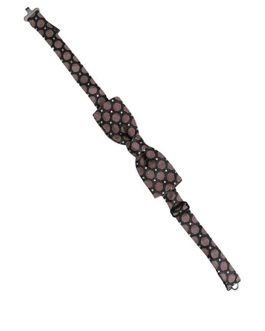 Dolce & Gabbana Brown Multicolor Geometric Silk Adjustable Neck Papillon Bow Tie for men