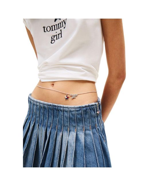 Tommy Hilfiger Blue Recycled Cotton Mini Skirt