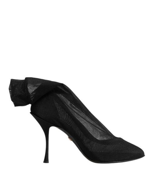 Dolce & Gabbana Black Silk Stretch Mesh Sock Boots Shoes