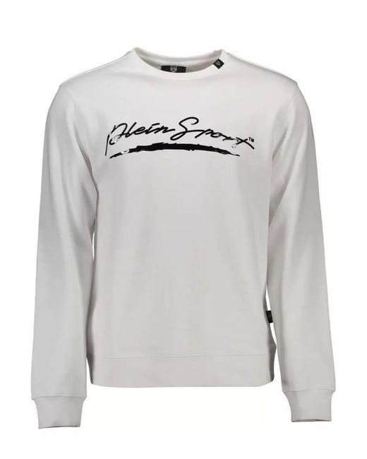 Philipp Plein Gray White Cotton Sweater for men