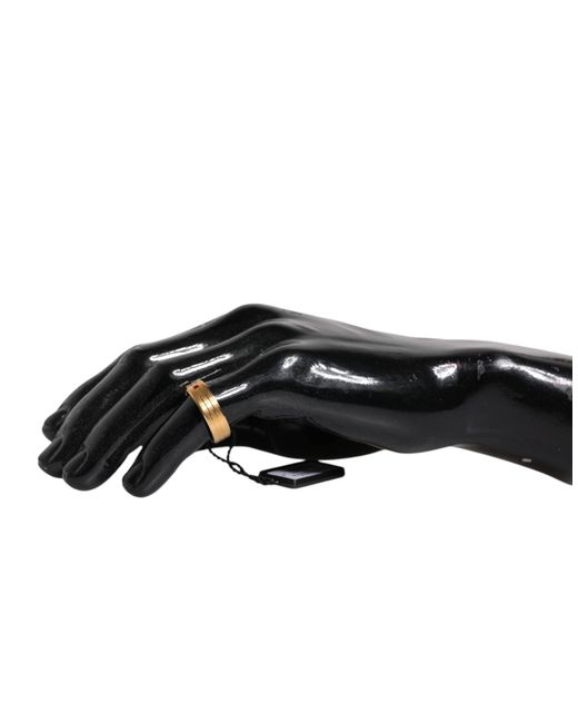 Dolce & Gabbana Metallic Gold Tone Brass Red Crystal Dg Logo Ring for men